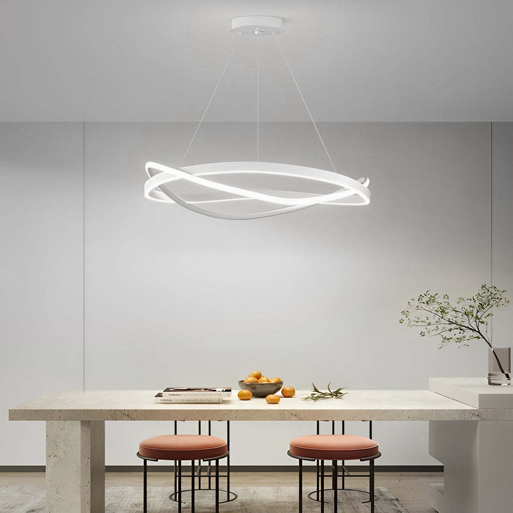 Circular Wave Ring Dimmable Minimalist Nordic Chandelier — 31'' / White