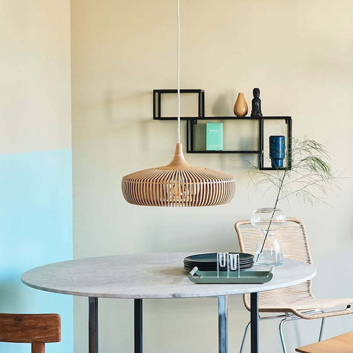 Nordic Vintage Wooden Round Dome Pendant