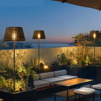 Rattan Shade LED Ralph Outdoor Floor Lamp with Stake, 45.27 In.H-Lighom