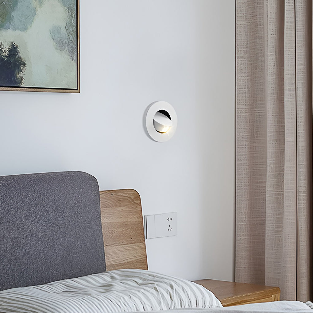 Recessed round metal wall sconces for hallway — White
