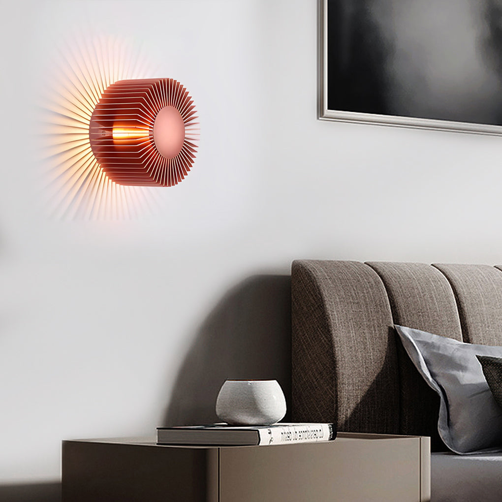 Round Sun Flowers LED Creative Decor Aluminum Modern Wall Light Fixture-Lighom