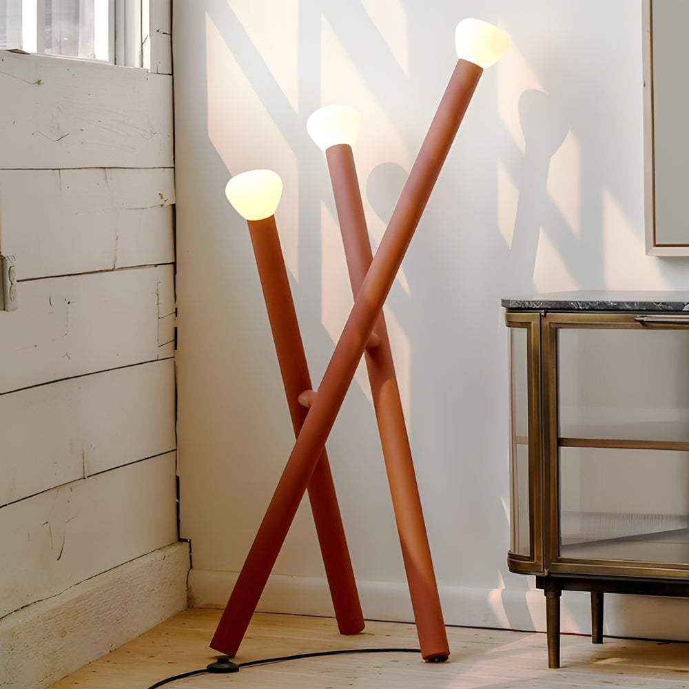 3-light Minimalist Modern Stick Floor Lamp-Lighom