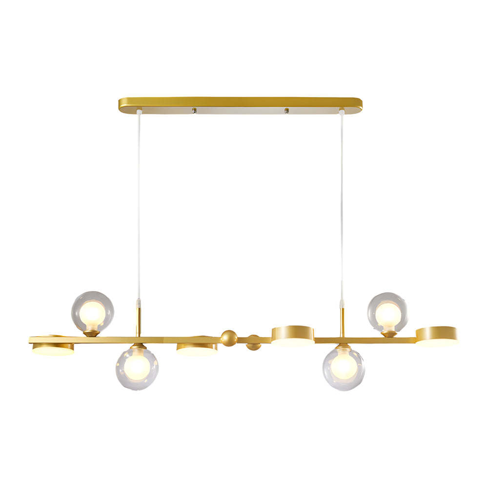 Dimmable Glass Ball LED Long Dining Chandelier