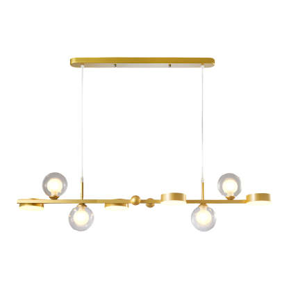 Dimmable Glass Ball LED Long Dining Chandelier