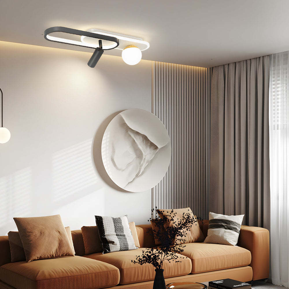 Rectangular Ring Dimmable Modern Ceiling Spotlight — Black