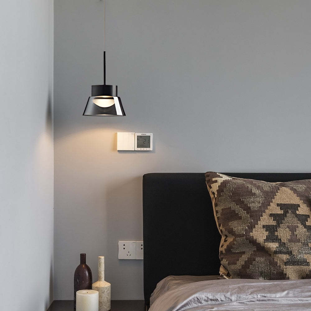 1/2-Light Smoked Gray Glass LED Island Pendant Chandelier