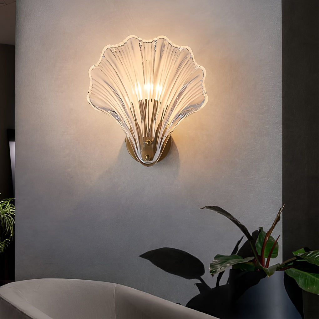 Creative Fan Shaped Glass Three Step Dimming Light LED Nordic Wall Sconce Lighting-Lighom