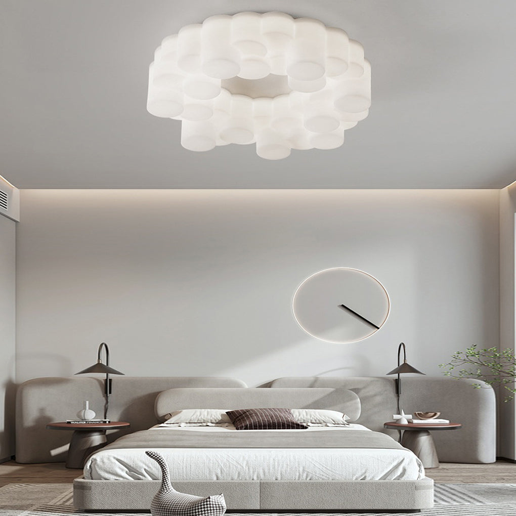 Ring Honeycomb 3-Step Dimming LED White Nordic Chandelier