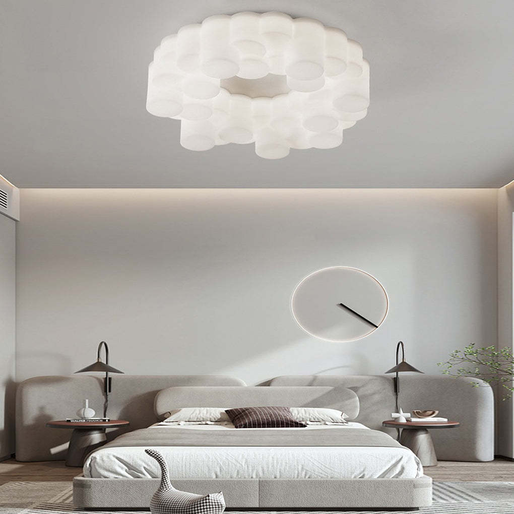 Ring Honeycomb 3-Step Dimming LED White Nordic Chandelier
