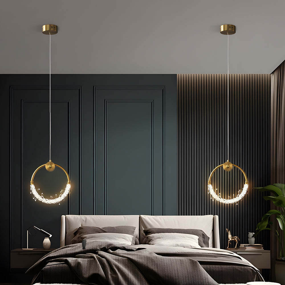 Ring LED Crystal Small Bedside Pendant