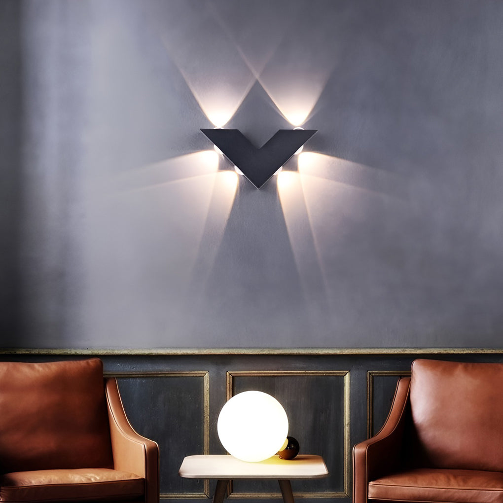 V-shaped Waterproof LED Black Modern Outdoor Wall Lamp Wall Washer Light-Lighom