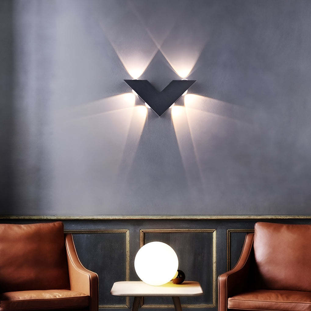 V-shaped Waterproof LED Black Modern Outdoor Wall Lamp Wall Washer Light-Lighom