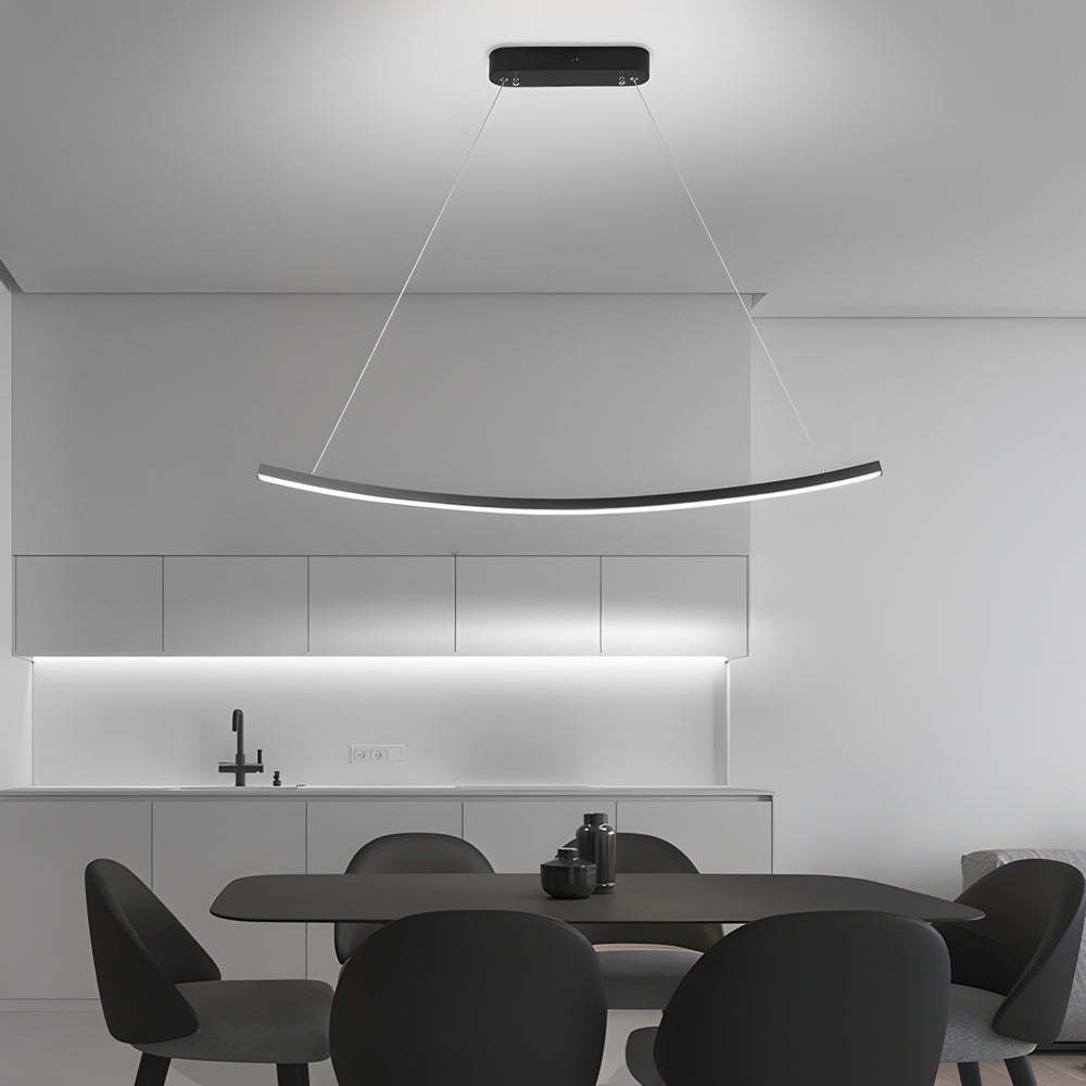 Modern Arcing Linear Pendant - Matte Black