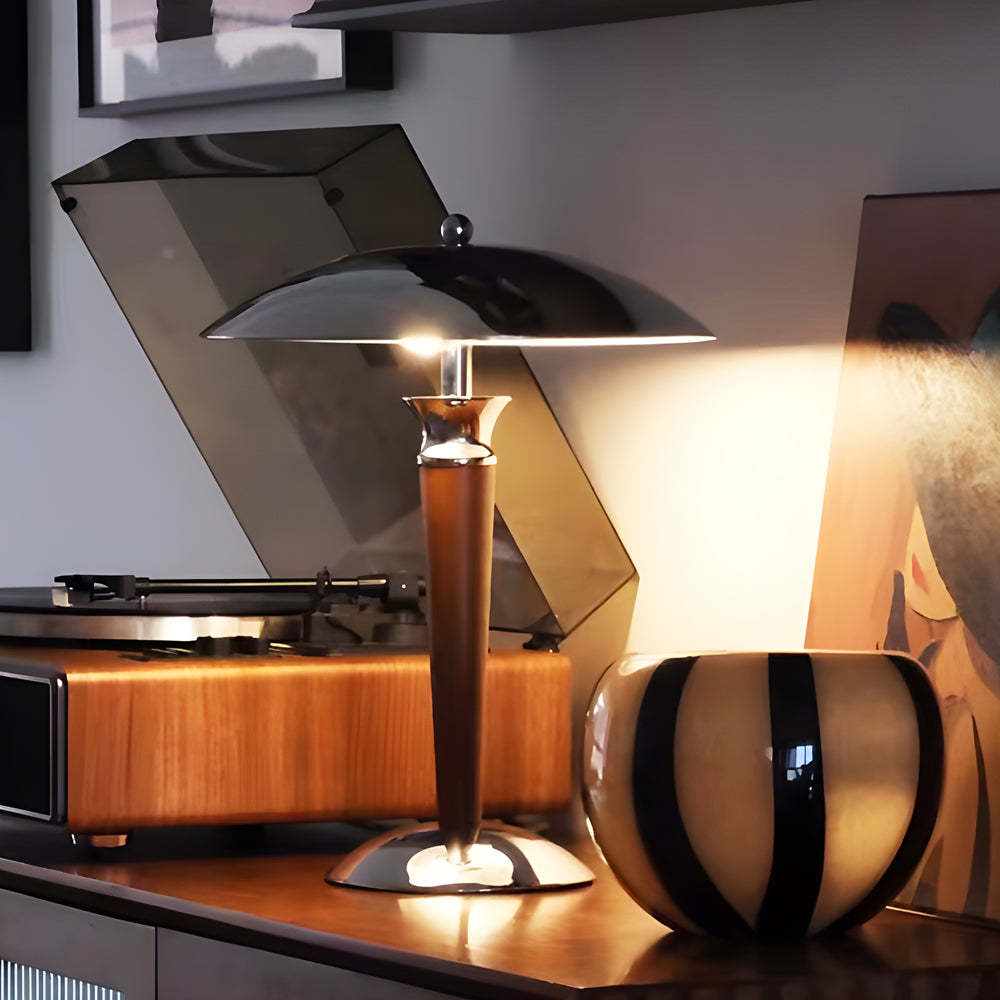Chrome Mushroom Umbrella 3-Step LED Table Lamp