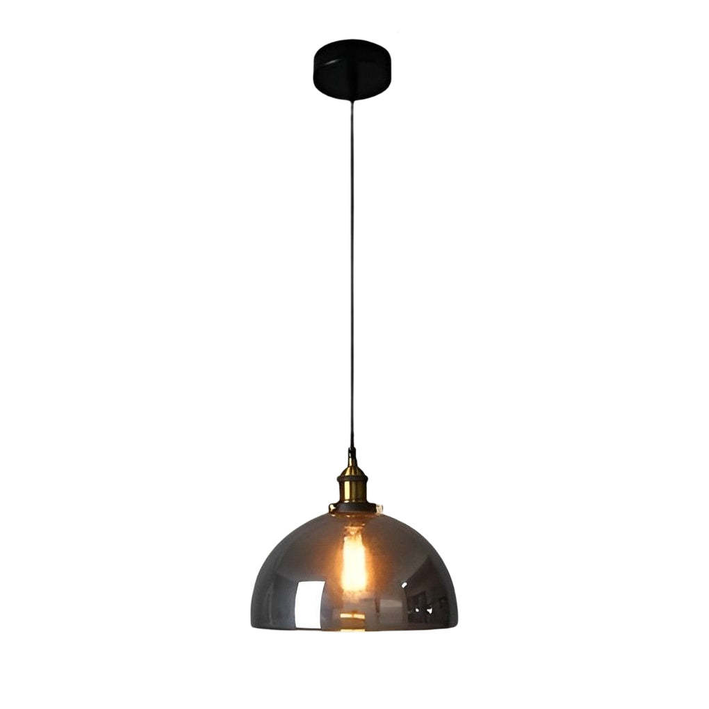 Retro Glass Smoke Gray Industrial Pendant