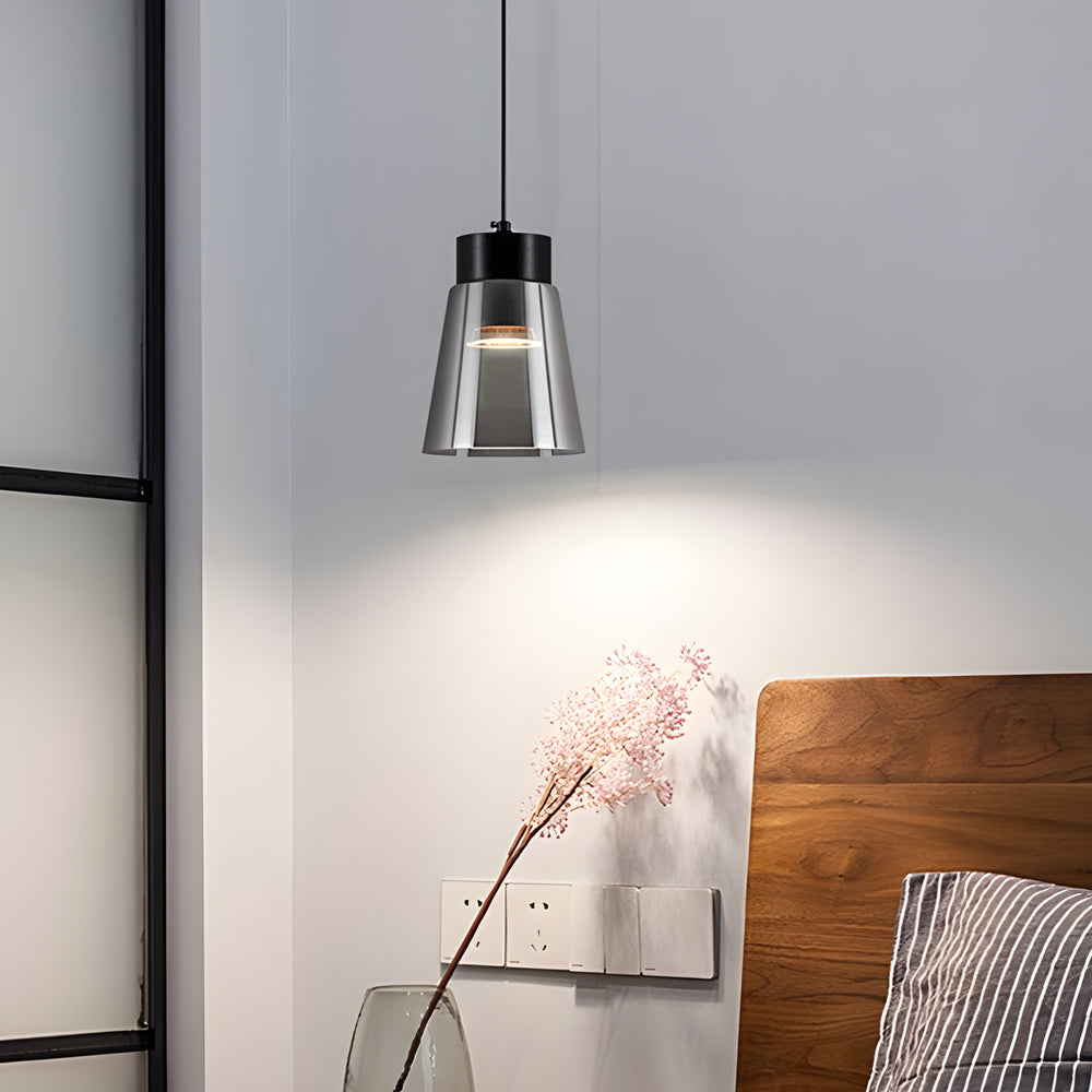 Minimalist Smoke Gray Glass COB Modern Pendant Chandelier