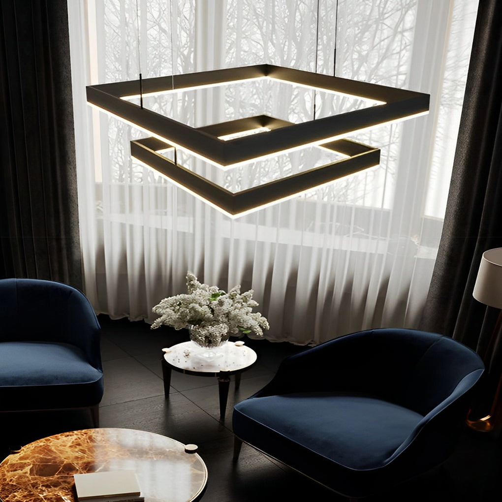 Black modern 3-layer stepless pendant lighting — Warm White (3000K) / 2-Layer