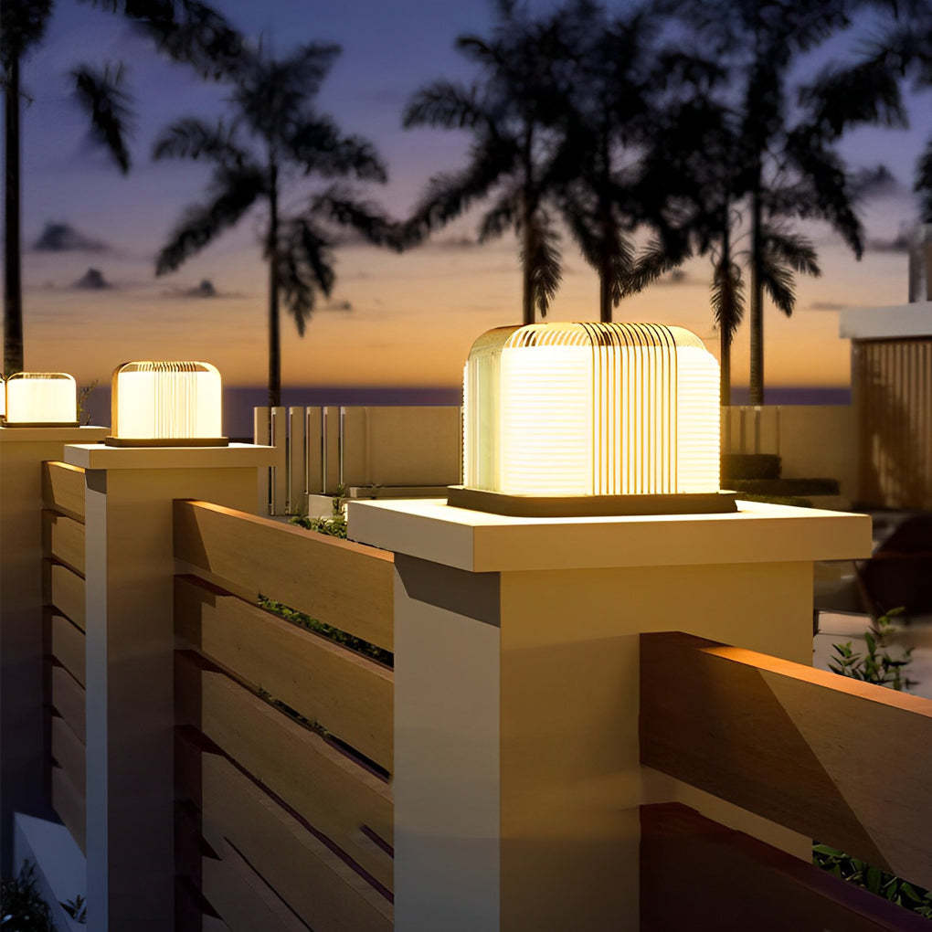 Square Shade Modern Solar Fence Post Light