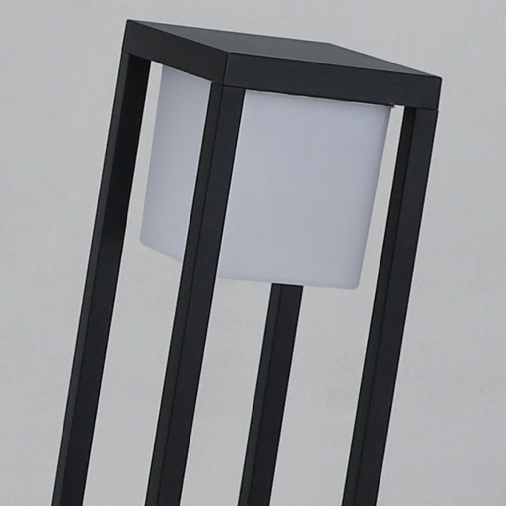 Square Aluminum Waterproof LED Black Modern Solar Pathway Lights Lawn Lamp-Lighom