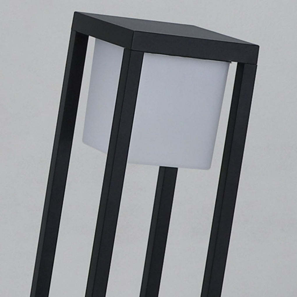 Square Aluminum Waterproof LED Black Modern Solar Pathway Lights Lawn Lamp-Lighom