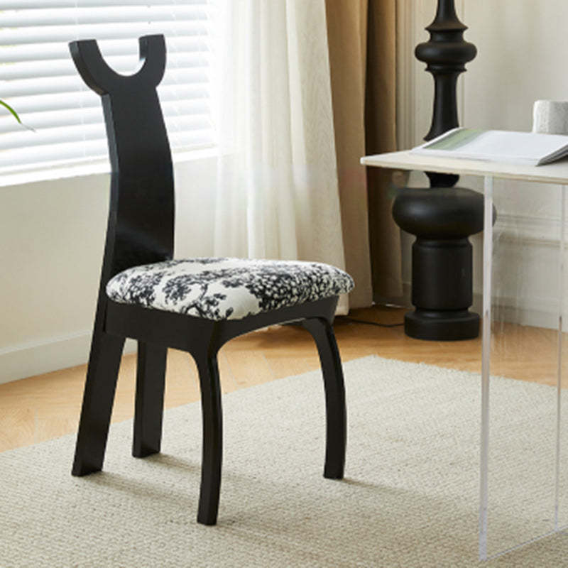 Vintage Cat Scratch Leather Wood Dining Chair — Walnut Color / Cat Scratch Leather