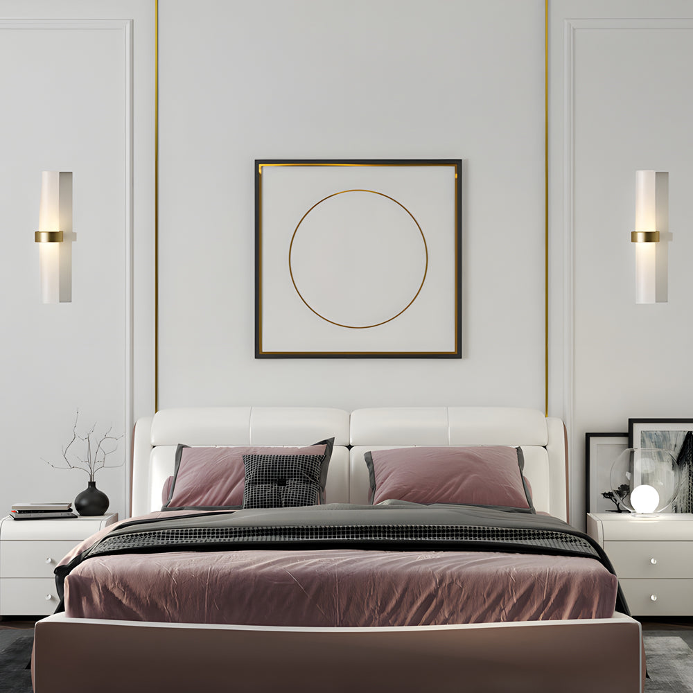 Modern Frosted Glass Tube 1-Light Wall Sconce in Warm White for Living Room-Lighom