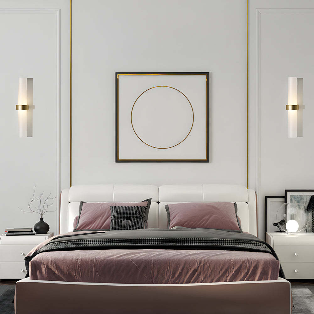 Modern Frosted Glass Tube 1-Light Wall Sconce in Warm White for Living Room-Lighom