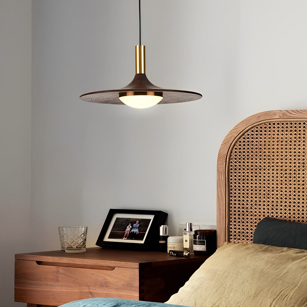 Modern saucer flying brown pendant lighting — 5" H x 12" Dia
