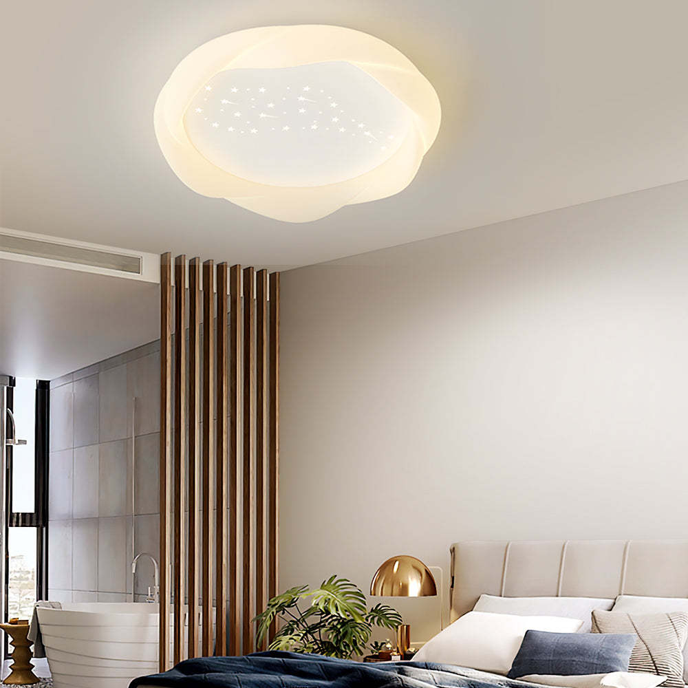 PE Shade Iron Milky White Modern Ceiling Light