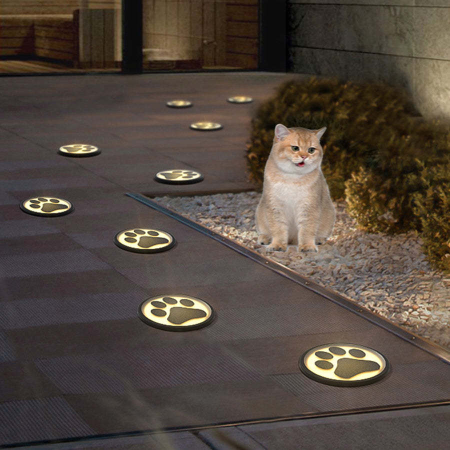 Modern Cat Paw Print LED Recessed Lights for Decks and Gardens-Lighom