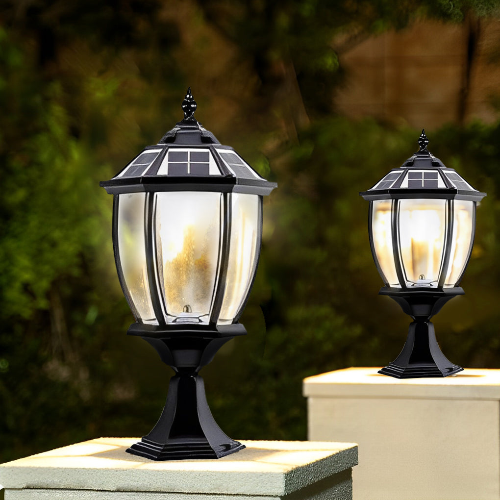 Black modern fence outdoor post lights — Set of 1 / Hardwired / Post Lamp