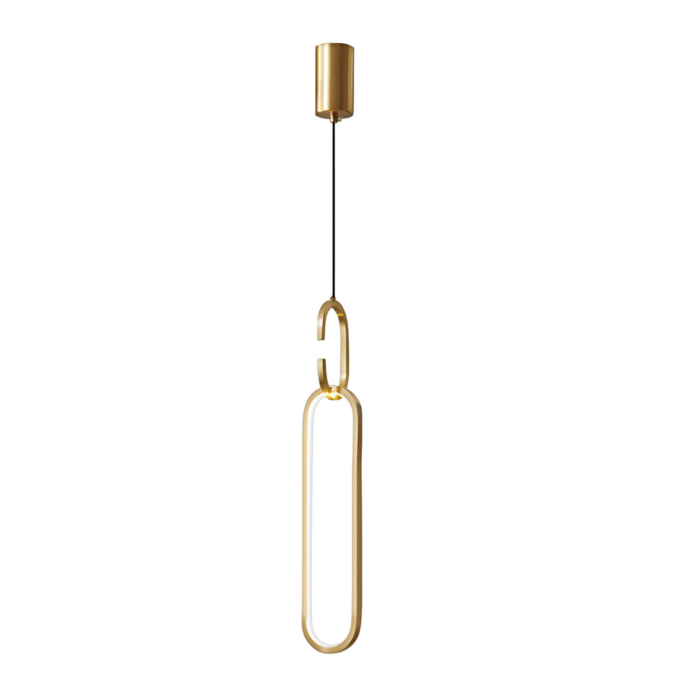 Minimalist Long Oval Ring LED Copper Modern Pendant Light