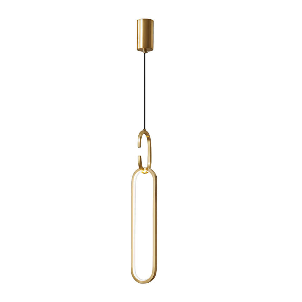 Minimalist Long Oval Ring LED Copper Modern Pendant Light
