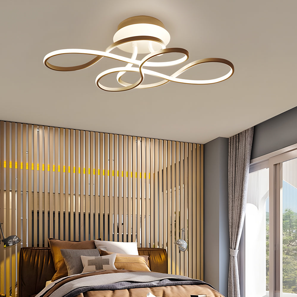 Black modern linear music semi-flush mount light — Cool White (6000K) / White