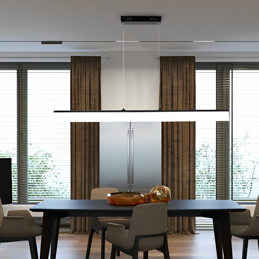 Minimalist Linear Strip Dimmable LED Black Chandelier