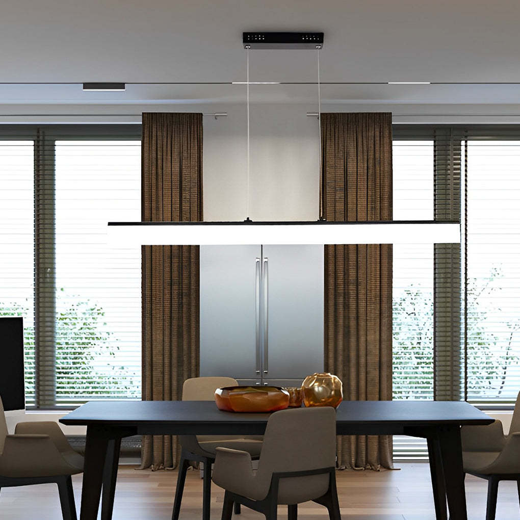 Minimalist Linear Strip Dimmable LED Black Chandelier