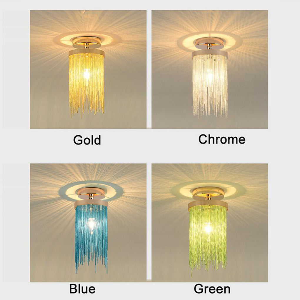 Metal LED Farmhouse Semi Flush Mount Tassel Pendant