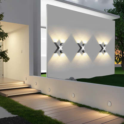 X Shape Creative Waterproof LED Black Modern Outdoor Wall Lamp Exterior Lights-Lighom