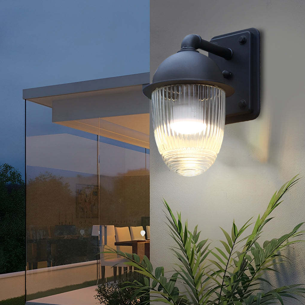 Waterproof Glass Ball Matte Black Modern Outdoor Wall Lamp Exterior Lights-Lighom