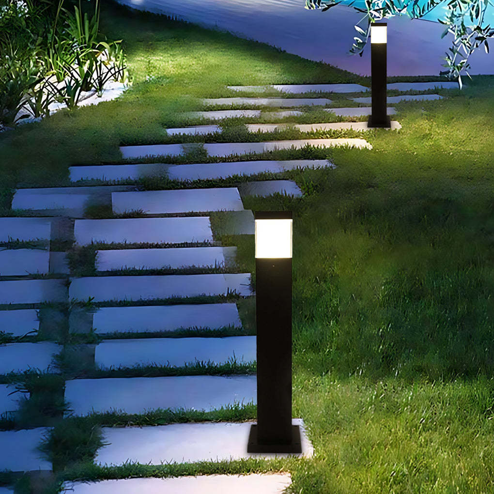 Minimalist Square LED Outdoor Light Modern Lawn Lamp for Elegant Home Exterior-Lighom