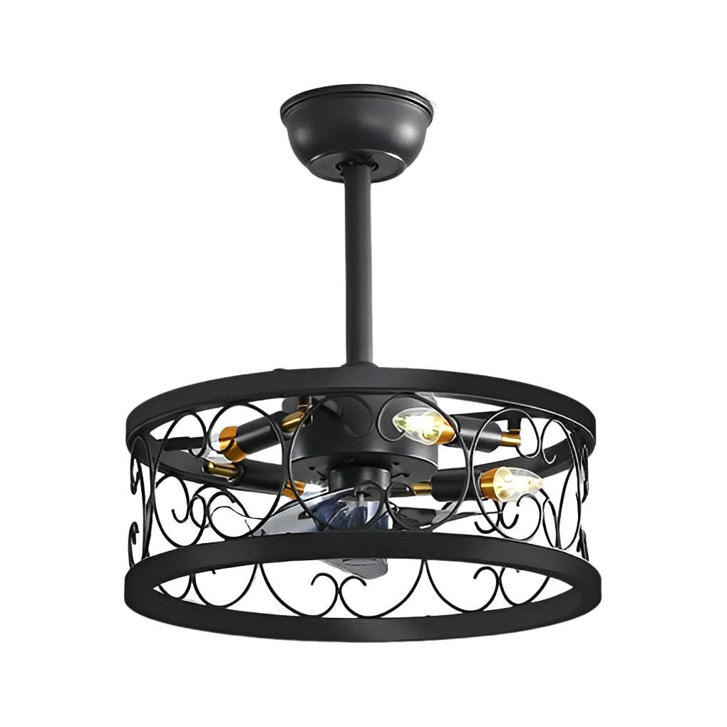 Retro 3-Step Dimming LED Mute Remote Fan