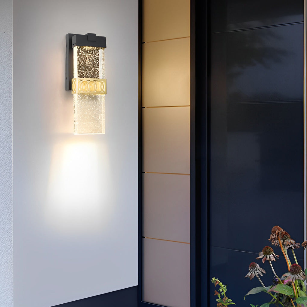 Bubbles Crystal LED Waterproof Black Simple Modern Outdoor Wall Lights-Lighom