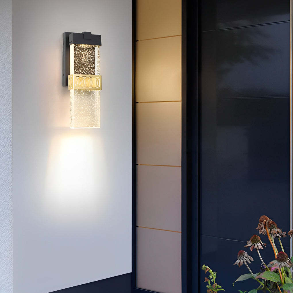 Bubbles Crystal LED Waterproof Black Simple Modern Outdoor Wall Lights-Lighom
