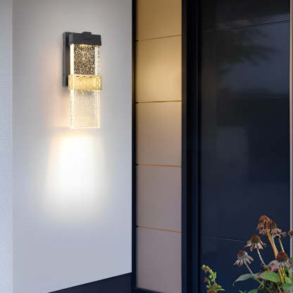 Bubbles Crystal LED Waterproof Black Simple Modern Outdoor Wall Lights-Lighom