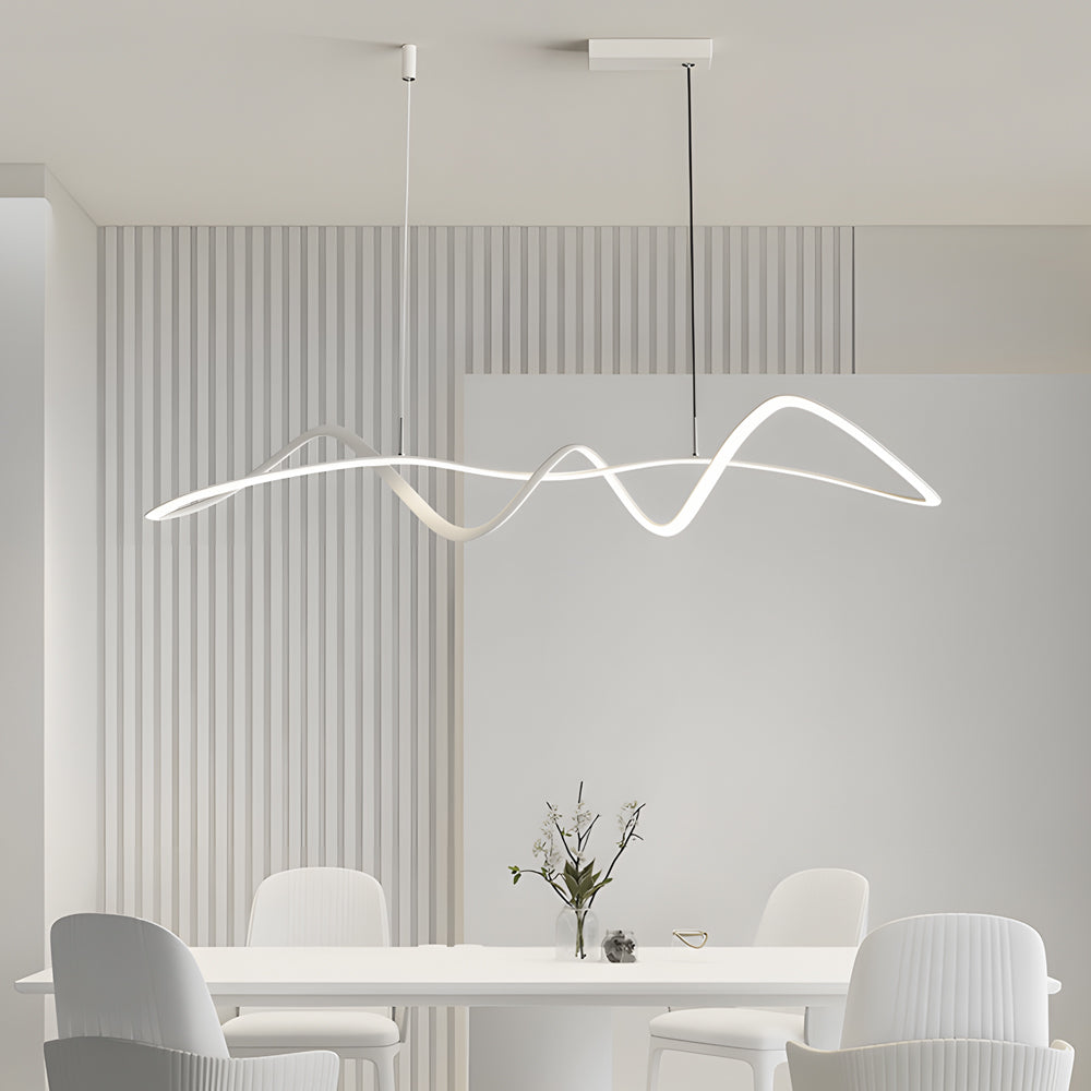 Modern line wave white synthetic pendant lighting — 39.4" / Warm White (3000K)