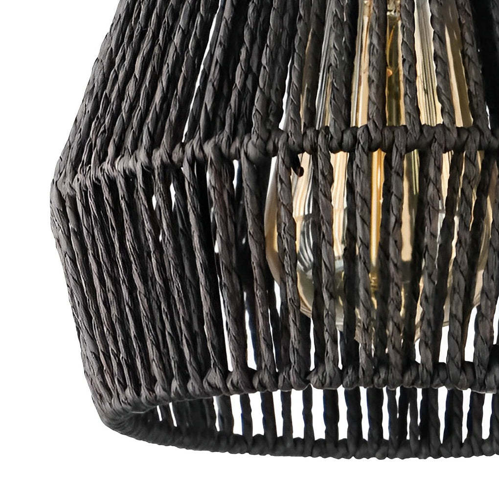 Minimalist Paper Rattan Handmade Black Japanese Pendant
