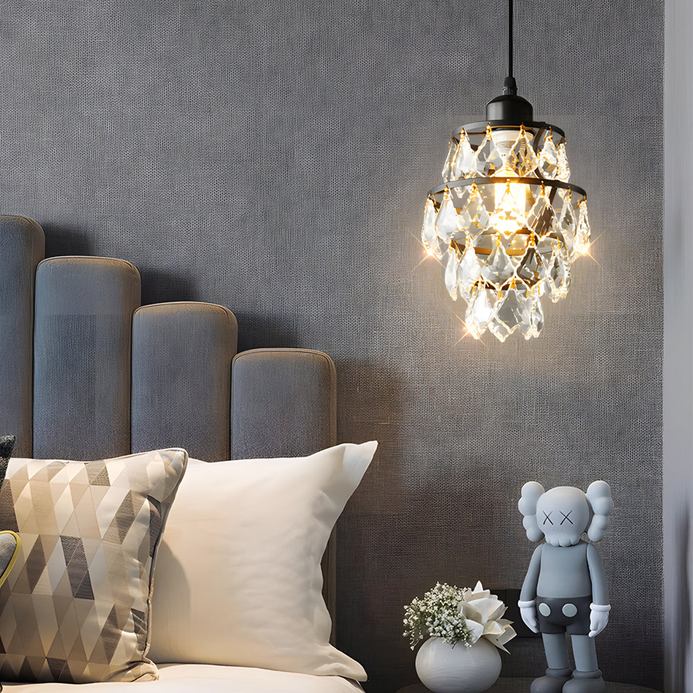Lighom mini small crystal pendant lighting for dining room — Matte Black
