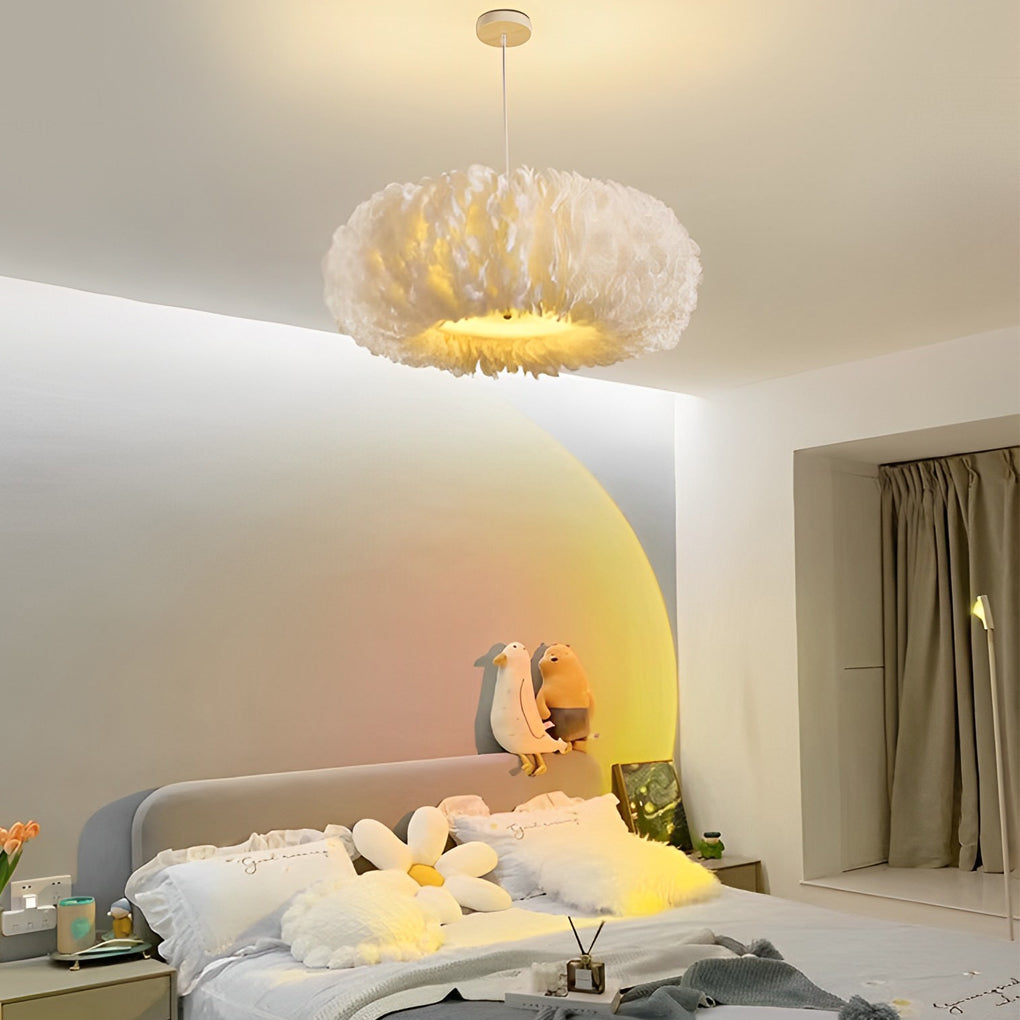 Minimalist Feather White Modern Pendant Chandelier