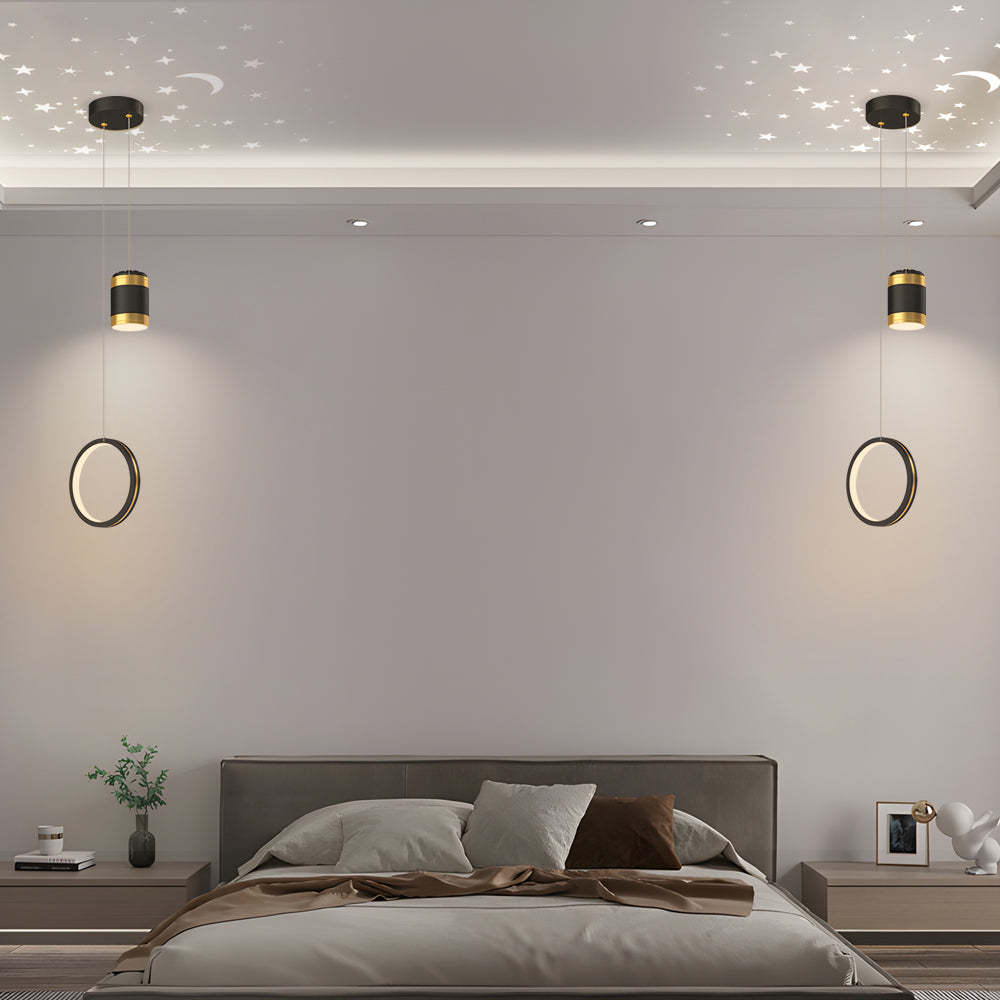 Starry Projection Ring Dimmable Modern LED Pendant