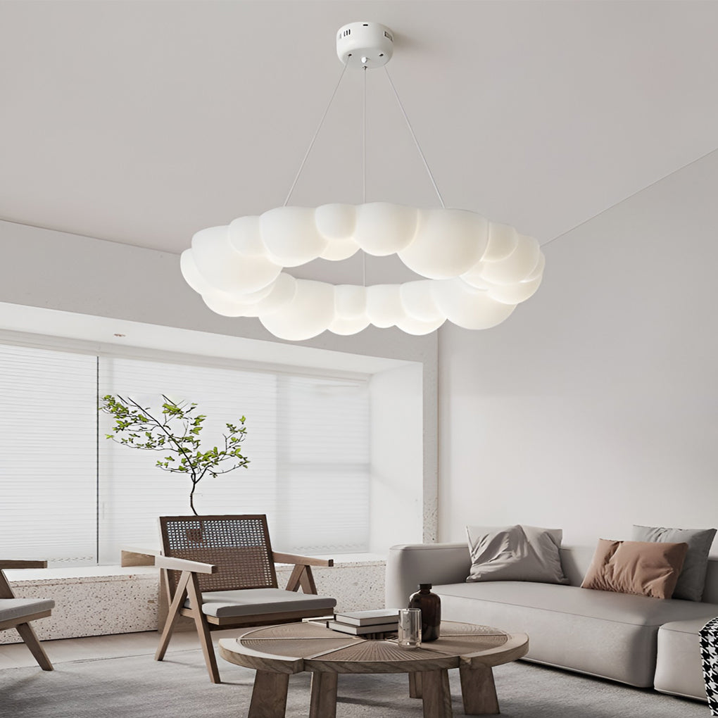 Lighom modern cloud bubble white pendant lighting — Semi-Flush Mount / Dimmable with Remote